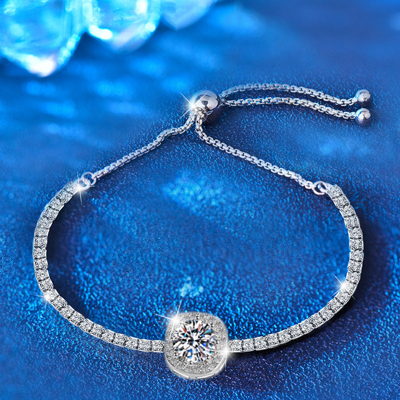Starry Moissanite 925 Sterling Silver Bracelet – Adjustable Luxury Tennis Bracelet