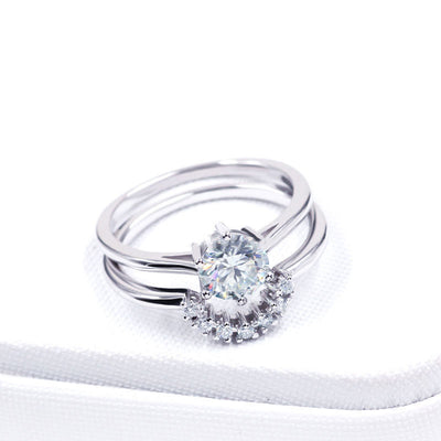 Two-in-One Moissanite 925 Sterling Silver Ring – Dual Band Luxury Ring