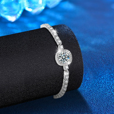 Starry Moissanite 925 Sterling Silver Bracelet – Adjustable Luxury Tennis Bracelet
