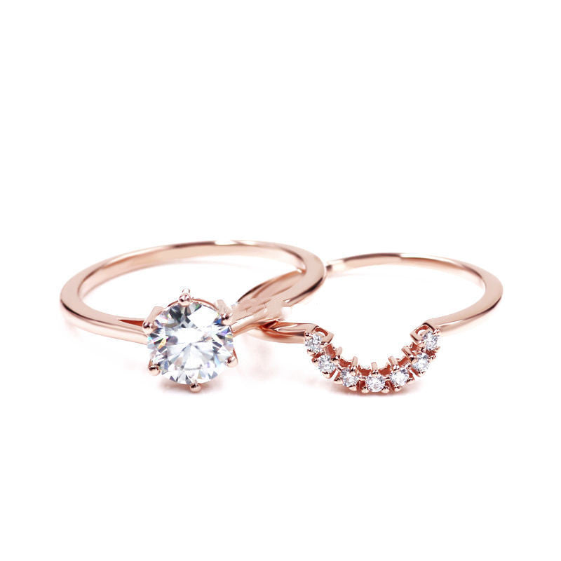 Two-in-One Moissanite 925 Sterling Silver Ring – Dual Band Luxury Ring