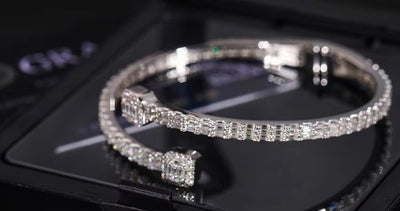 Square S925 Silver Moissanite Bracelet – Luxury Statement Bangle