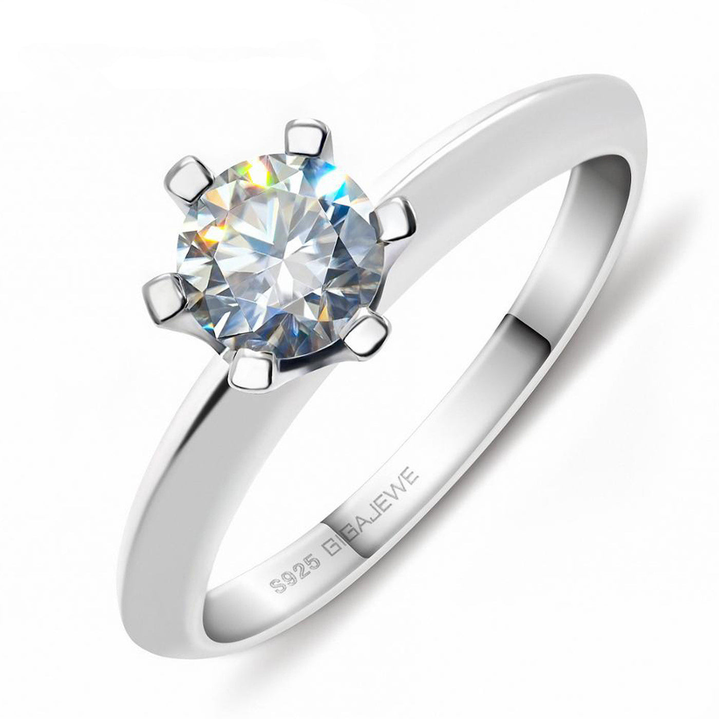Moissanite 925 Sterling Silver Ring – Rainbow Stone Engagement & Statement Jewelry