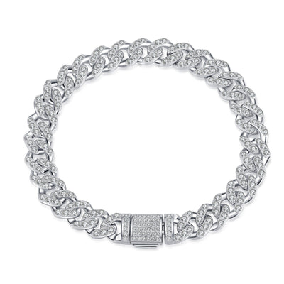 Cuban Link Chain Moissanite Bracelet – 925 Silver Luxury Tennis Bracelet