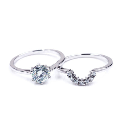 Two-in-One Moissanite 925 Sterling Silver Ring – Dual Band Luxury Ring