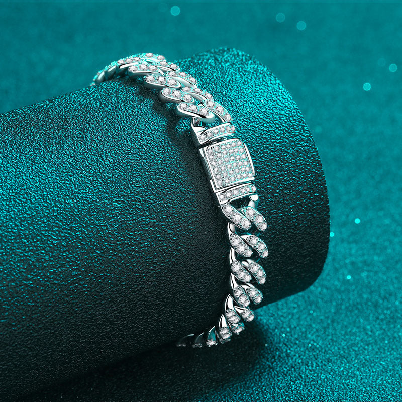 Cuban Link Chain Moissanite Bracelet – 925 Silver Luxury Tennis Bracelet