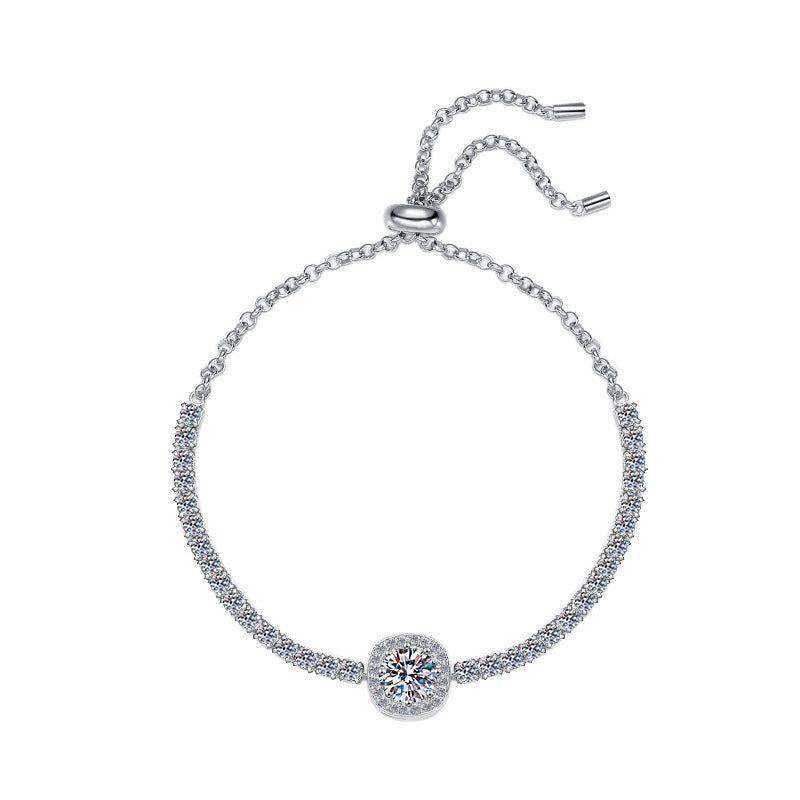 Starry Moissanite 925 Sterling Silver Bracelet – Adjustable Luxury Tennis Bracelet