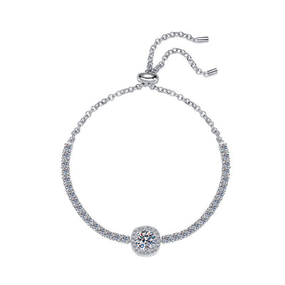 Starry Moissanite 925 Sterling Silver Bracelet – Adjustable Luxury Tennis Bracelet