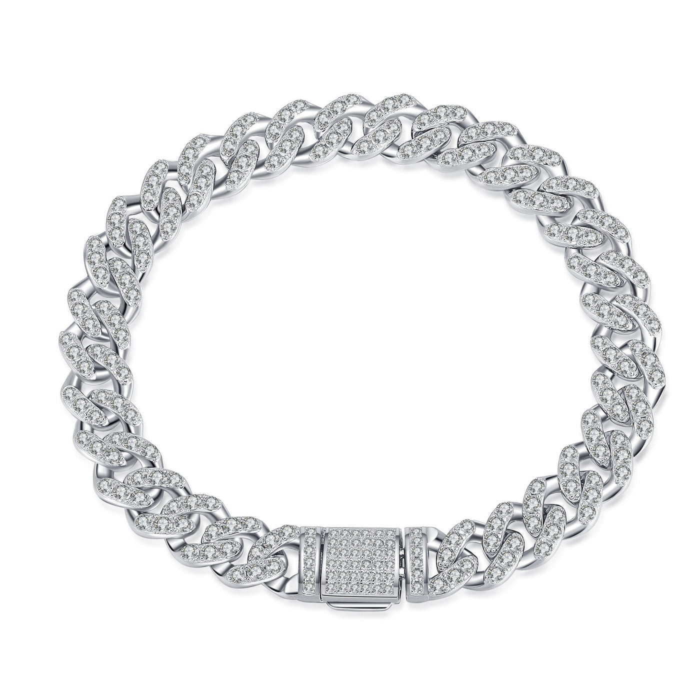 Cuban Link Chain Moissanite Bracelet – 925 Silver Luxury Tennis Bracelet