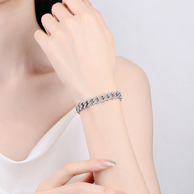 Cuban Link Chain Moissanite Bracelet – 925 Silver Luxury Tennis Bracelet